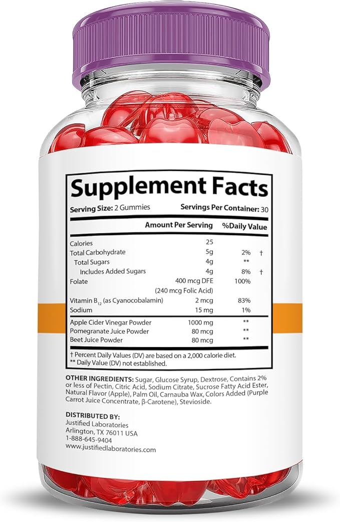 Justified Laboratories Rapid Ripped Keto ACV Gummies Advanced Formula 1000MG Rapidripped Keto Gummies Apple Cider Vinegar Formulated with Pomegranate Beet Juice Powder B12 Vegan Non GMO 300 Gummys