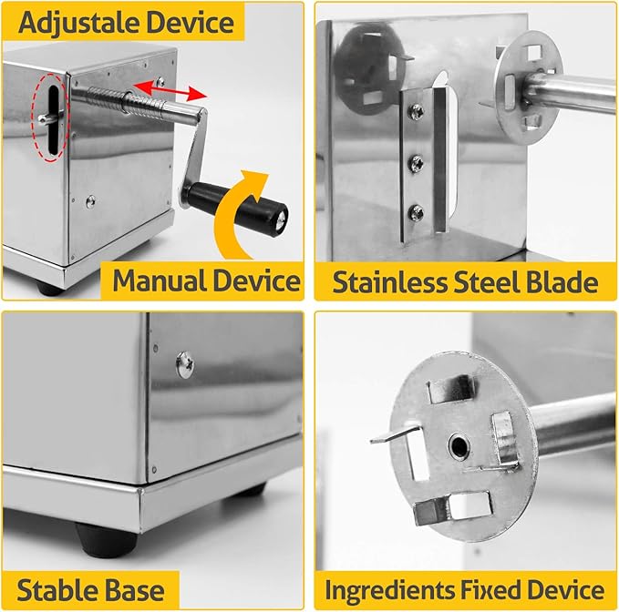 RioRand Manual Stainless Steel Twisted Potato Slicer Spiral Potato Cutter French Fry Graters Potato Tornado Twister