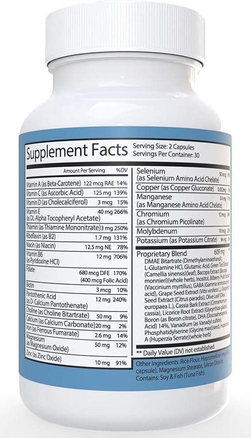 Memo Defende Pro Brain and Focus Formula, Tropical Flavor, 60 Capsules, Dietary Supplement with Vitamins and Minerals (1)
