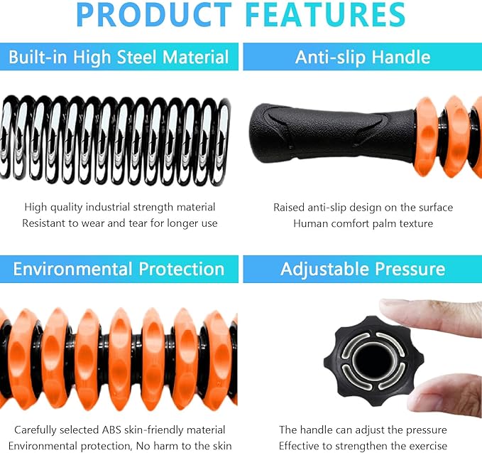 Muscle Roller Stick, Yoga Massage Roller Bar Fitness Beauty Tool for Athletes Relief Leg Back Pain (Orange)