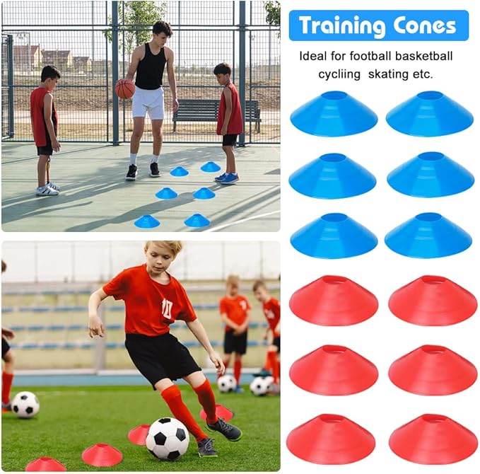 Soccer Speed Agility Training Set - 20FT Agility Ladder 12/16 Sports Cones and Soccer Kick Trainer Football Training Equipment Footwork Drills for Youth and Adults