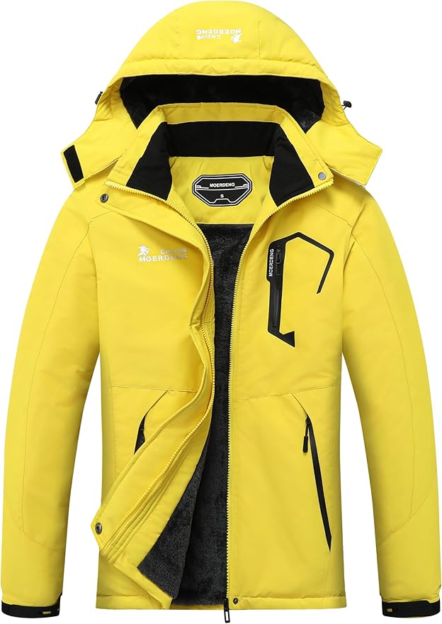 MOERDENG Women's Waterproof Ski Jacket Warm Winter Snow Coat Mountain Windbreaker Hooded Raincoat Jacket