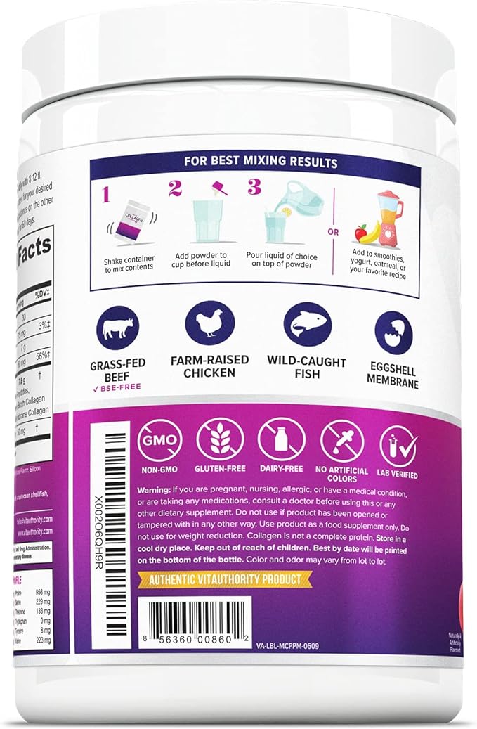 Multi Collagen Peptides Powder for Women - Hydrolyzed Flavored Collagen Powder for Women with Types I II III V & X Vitamin C & Hyaluronic Acid for Hair Skin and Nails (Peach Mango) - 30 Servings