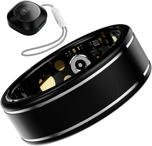 Smart Ring for Men Women – Fitness Tracker Ring with Heart Rate, SpO2, Blood Pressure, Sleep Monitoring, Step & Calorie Counter, No Subscription Fee, iOS & Android Compatible (Black, 12)