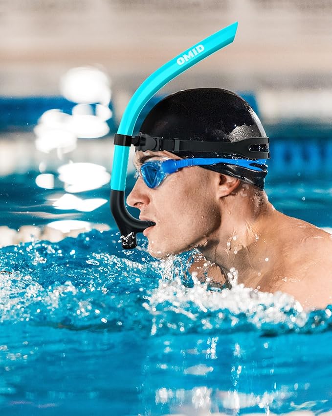OMID SN1 Snorkel for Adult Youth, Diving Snorkel with One-Way Purge Valve, Food-Grade Silicone Mouthpiece