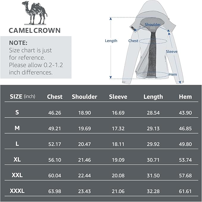 CAMEL CROWN Men's Mountain Ski Snow Jacket Waterproof Winter Coat Snowboarding Windbreaker Windproof Warm Hooded Snow Coat