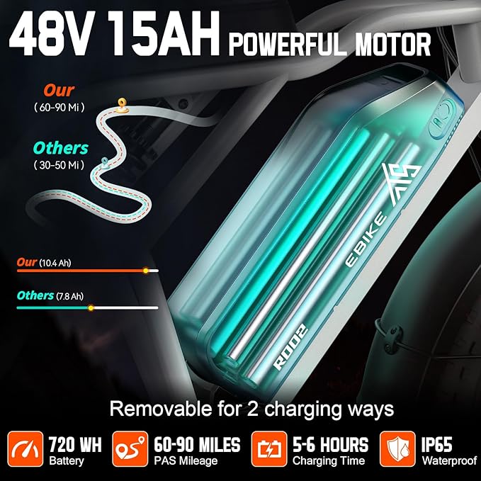 TST Electric Bike for Adults 1500W Peak 20" Fat Tire All-Terrain E-Bike 60/110 Miles 28MPH Electric Dirt Bike for Road Sand Mountain Snow - 48V 15/25AH Battery Powered Electric Motorcycle