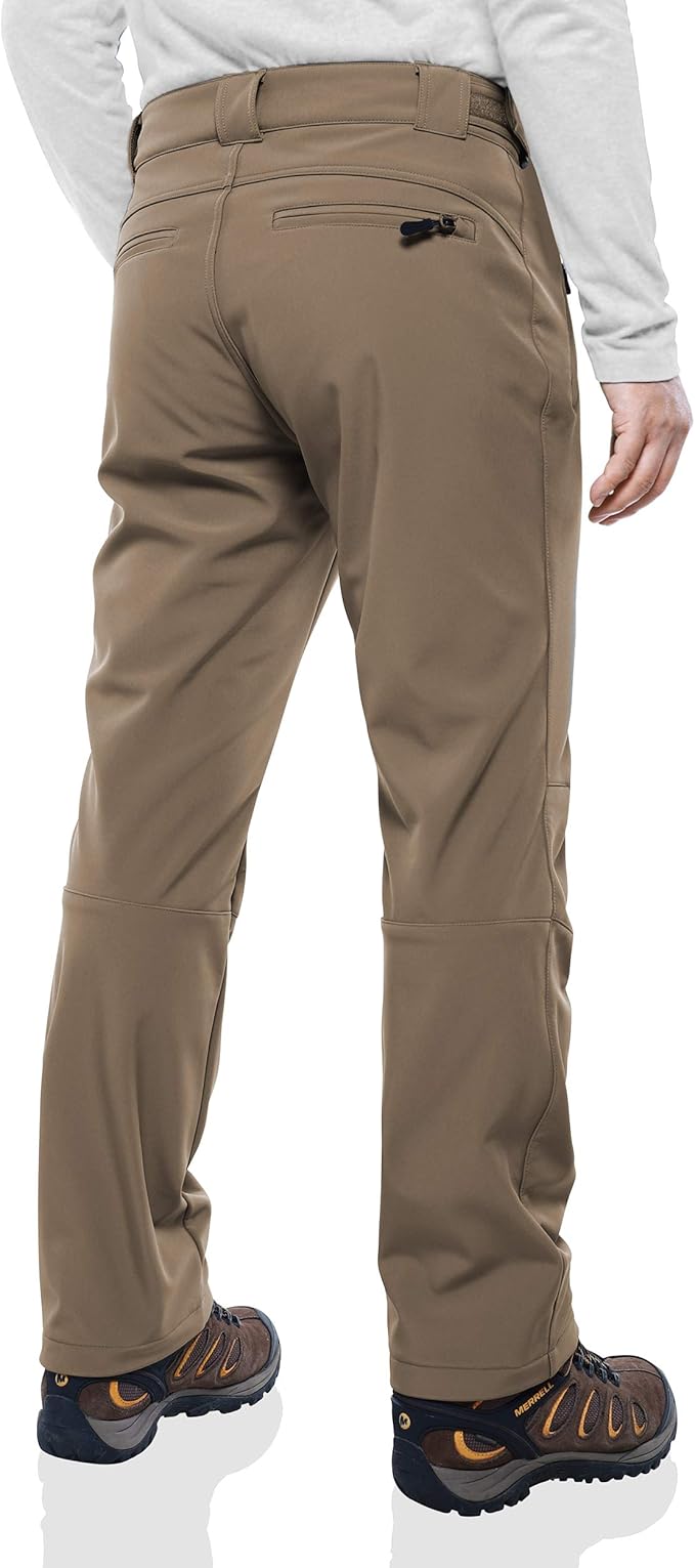 Outdoor Ventures Men's Lite Waterproof Windproof Fleece Lined Warm Hiking Ski Snow Pants Expandable-Waist