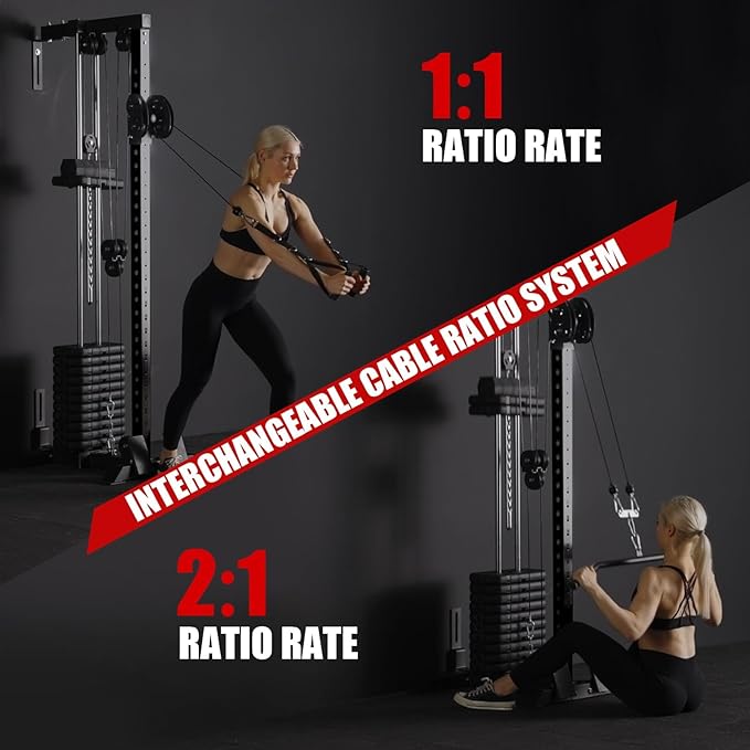 Mikolo Wall Mount Cable Station, Cable Crossover Machine with Dual Pulley System and 18 Adjustable Positions for Home Gym Fitness Equipment