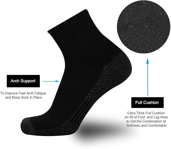 ONKE Max Full Cushion Low Cut Quarter Socks for Men Athletic Running Training Work Thick Warm Moisture Control Anti Blister