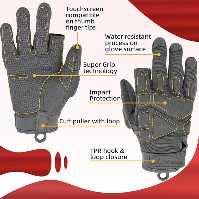 Seibertron Adult Or Youth S.O.L.A.G Sports Outdoor Water Resistant Full Finger Touchscreen Gloves