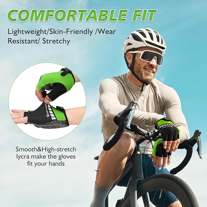 Cycling Gloves with Shock-Absorbing Pad, Extra Grip, Flexible Fit, Light Weight, Breathable for Men and Women Mountain Biking