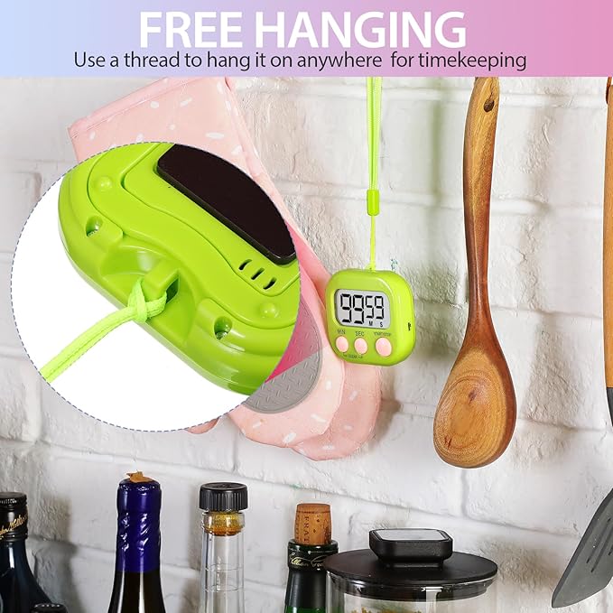 Weewooday 24 Pcs Digital Kitchen Timer Magnetic Timer Bulk On/Off Switch Minute Second Count up Countdown Loud Alarm for Exercise Cook Baking(Multicolor)