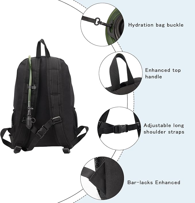 Small Hiking Backpack,Lightweight Water Backpack with 2L Water Bladder Phone Pocket Hydration Pack for Cycling Climbing Biking
