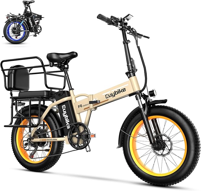 Foldable Electric Bike for Adults, 30+MPH, 48V 20Ah Removable Lithium Battery up to 80Miles, 20" Fat Tire 1000W Peak Motor Dirt Ebike Adult Electric Bicycle for Commute Beach Mountain E Bike