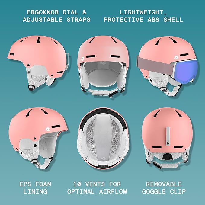 Retrospec Comstock Ski Helmet - Snowboard Helmet for Adults & Youth - Adjustable Fit Snow Helmet with Protective Shell and Breathable Vents for Men, Women, Boys & Girls