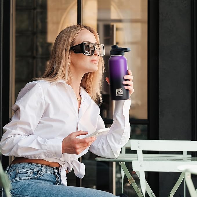 Insulated Water Bottle | Thickened Stainless Steel Vacuum Metal | Portable Sports Water Jug for Gym and Hiking with Straw, Carrier Bag, Handle Strap | BPA-Free 32 oz