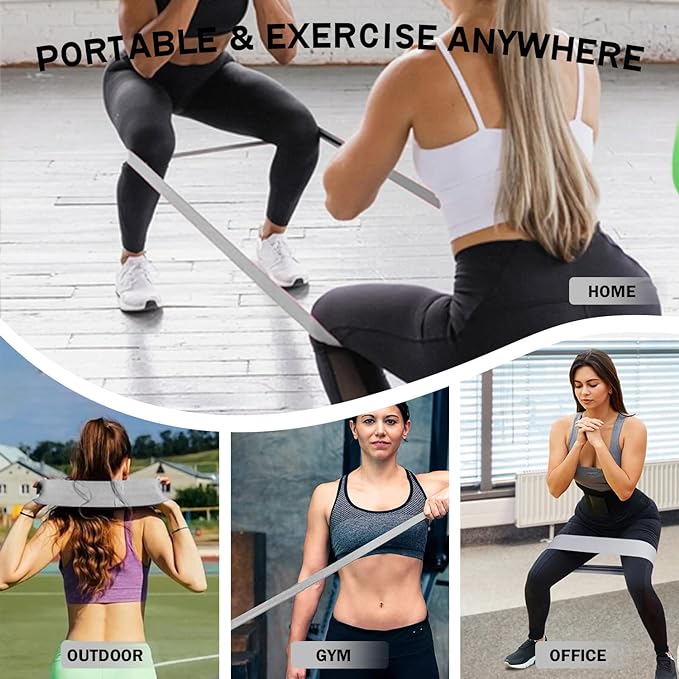 Long and Short Fabric Resistance Bands with Door Anchor 7 PCS, Non-Slip Stretch Booty Bands for Working Out Women & Men, Loop Exercise Elastic Bands for Home Physical Therapy Yoga Pilates