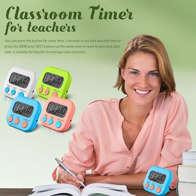 Xuhal 28 Pcs Digital Timers for Teachers Classroom Kitchen Countdown Timers for Cooking Magnetic Stopwatch 4 Colors for Kitchen Cooking Study Work Baking Sports