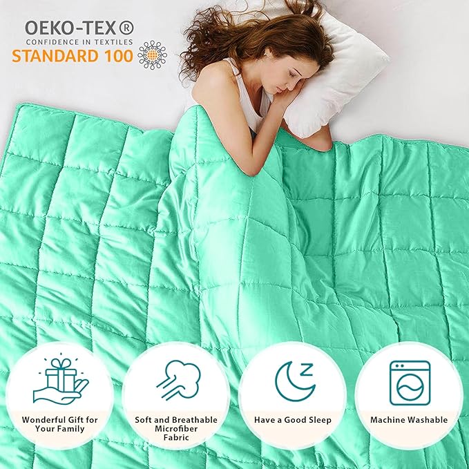 L'AGRATY Weighted Blanket - 48"x72" 15lbs Cooling Breathable Heavy Blanket Microfiber Material with Glass Beads for Adult All-Season Summer Fall Winter Soft Thick Comfort