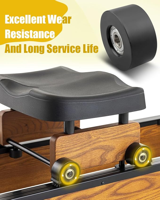 Rowing Machine Seat Wheels for Various Resistance Rowing Machines, Fitness Trolley Seat Rail Rollers Water Resistance