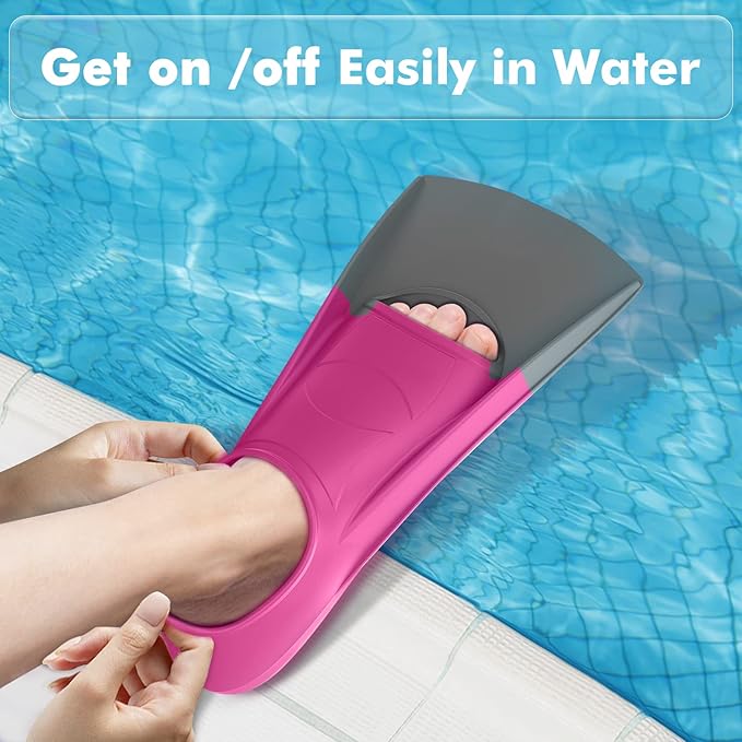 Gintenco Swim Fins, Kids Swim Training Fins for Lap Swimming, Travel Size Flippers with Mesh Bag, Silicone Swimming Fins for Kids Teens Adults Women Men