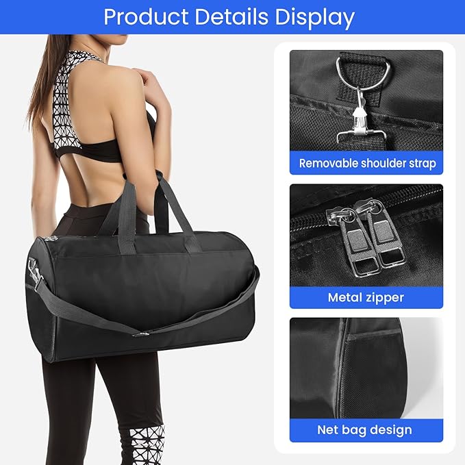 C&F BOGMOST Small Gym Bag for Travel & Duffel - 17 Inch Lightweight Carry On Bag for Men & Women, Mini Duffel Bag,Perfect for Sports, Weekend Trips, and Overnight Stays, Black