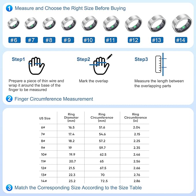 Smart Ring for Women Men - Titanium Health Fitness Tracker Ring with Heart Rate, Step Counting, Calories, Sleep & Stress Monitor for iPhone and Android, No Subscription Fee (Sliver, 9)