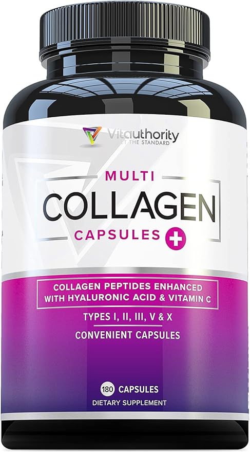 Multi Collagen Peptides Capsules for Women - Hydrolyzed Collagen for Women Pills with Types I II III V & X Plus Vitamin C & Hyaluronic Acid for Beautiful Hair Skin and Nails - 60 Servings