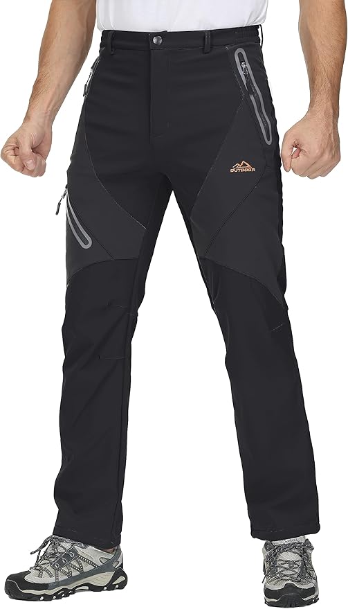 TACVASEN Men's Skiing Snow Pants Fleece Lined Waterproof Winter Insulated Hiking Pant for Outdoor Work Hunting Cargo