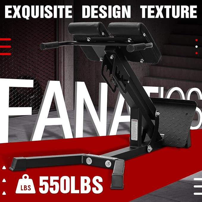 FANATICS Roman Chair Back Extension Machine Hyperextension Bench Reverse Hyper Lower Back Exercise Equipment Multi-Functional Core and Glute Workout Bench for Home Gym