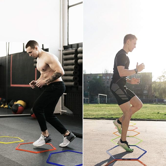 Yes4All Hex Agility Rings/Speed Rings with Carrying Bag – Hexagon Rings, Agility Hurdles for Agility Footwork Training