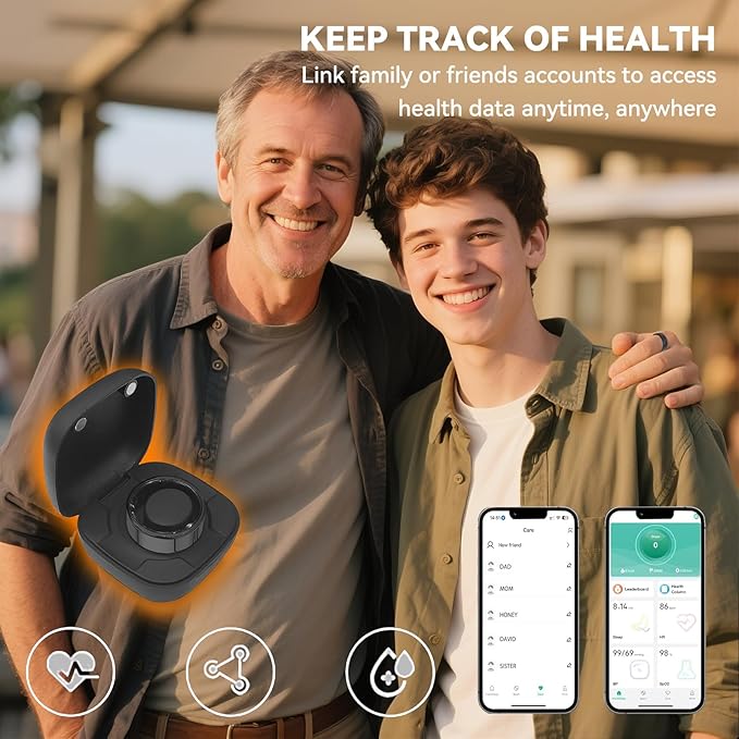 Smart Ring for Men Women with Black Charging Box, Bluetooth, Health Ring , IP68 Waterproof, Fitness Ring Tracks Heart Rate/Sleep/Steps/Sports Activities/Blood Oxygen,non-subscription app (Black, 11)