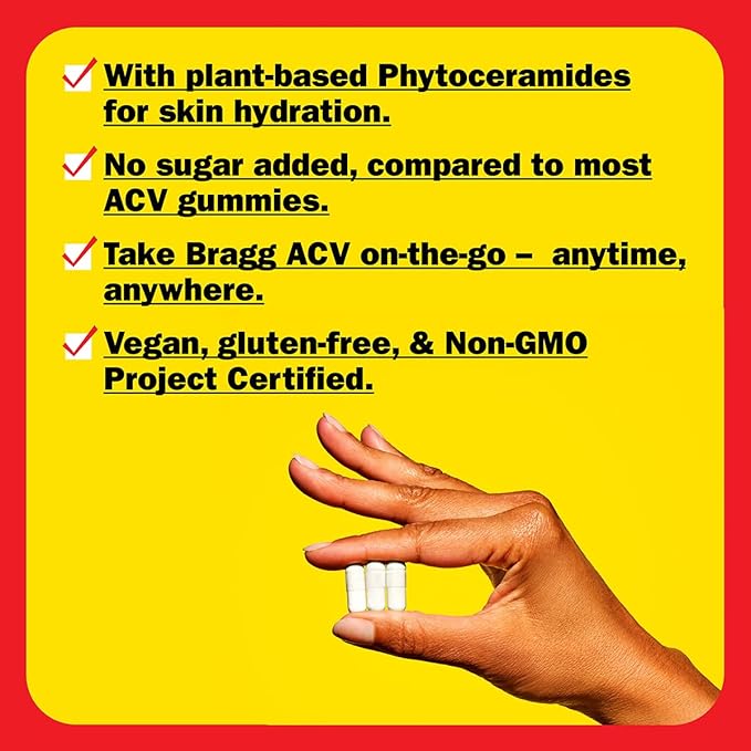 Bragg Renew Apple Cider Vinegar Capsules with Phytoceramides - 90 Capsules - Maintains Healthy Skin and Promotes Hydration