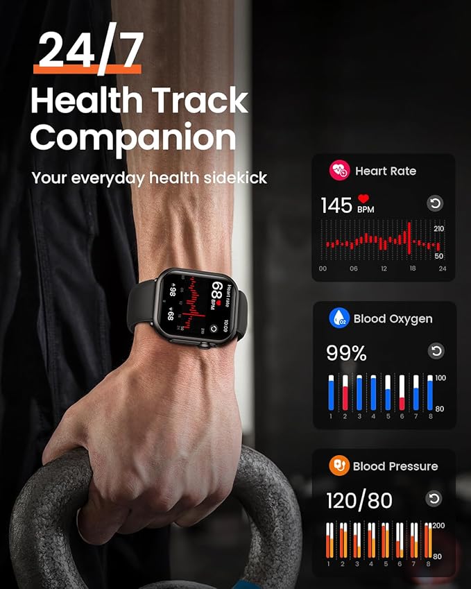 Smart Watch for Women for iPhone&Android: 100 Day+Battery Life, Smart Watch Bluetooth Call with 24/7 SpO2 Sleep Heart Rate Monitor, IP68 Waterproof,Fitness Tracker with 120+Sport,Reloj Black 2 Bands