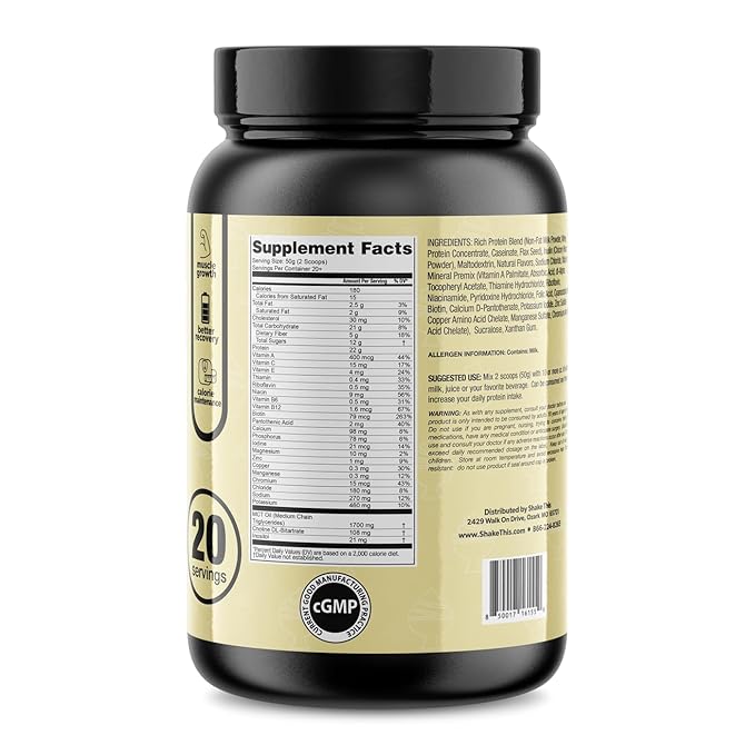 Complete MR | 1 Gallon Container - 20 servings | Meal Replacemnt Shake with Protein, Carbs, Fiber and Vitamins (Smooth Vanilla)