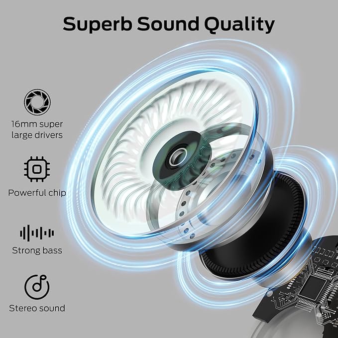 Monster Open Free AC100 Open Ear Headphones, Bluetooth 5.3 Wireless Headphones with Earhooks, Immersive Stereo Sound by Dual Large Driver, Clear Talk, 30H Playtime,Waterproof Sport Earbuds for Running