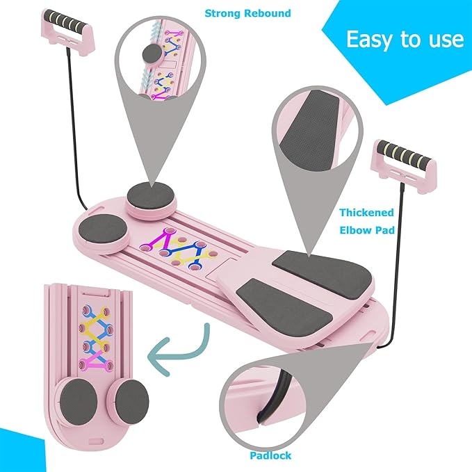 Pilates Board, 6 in 1 Pilates Reformer Set, Foldable Pilates Reformer Machine with Resistance Bands & Ab Trainer for Home Workout, Portable Pilates Board for Women