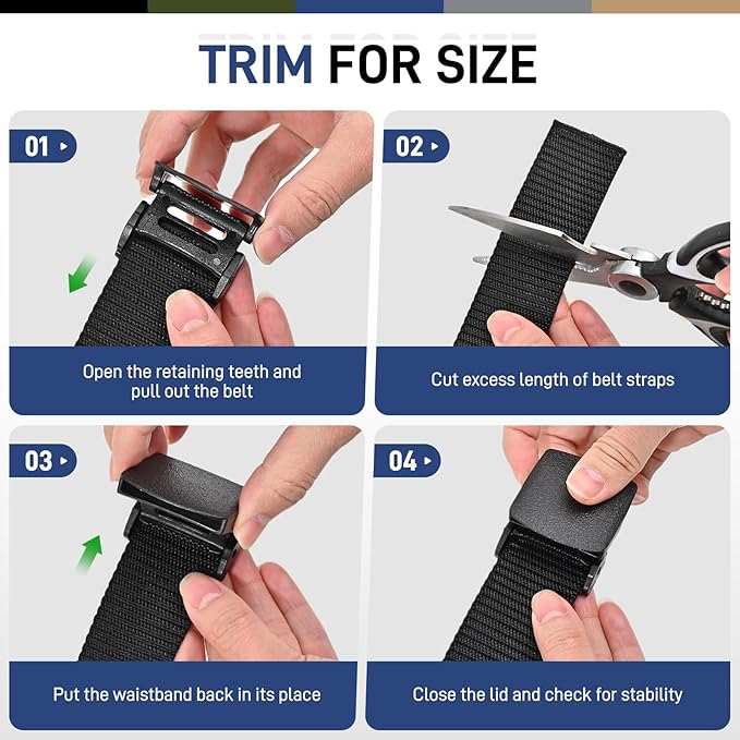 Tactical Men's Nylon Belts,5 Pack Mens Belts Casual,Military Canvas Outdoor Metal-free Belts