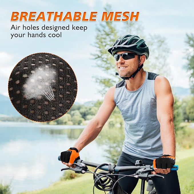 Cycling Gloves with Shock-Absorbing Pad, Extra Grip, Flexible Fit, Light Weight, Breathable for Men and Women Mountain Biking