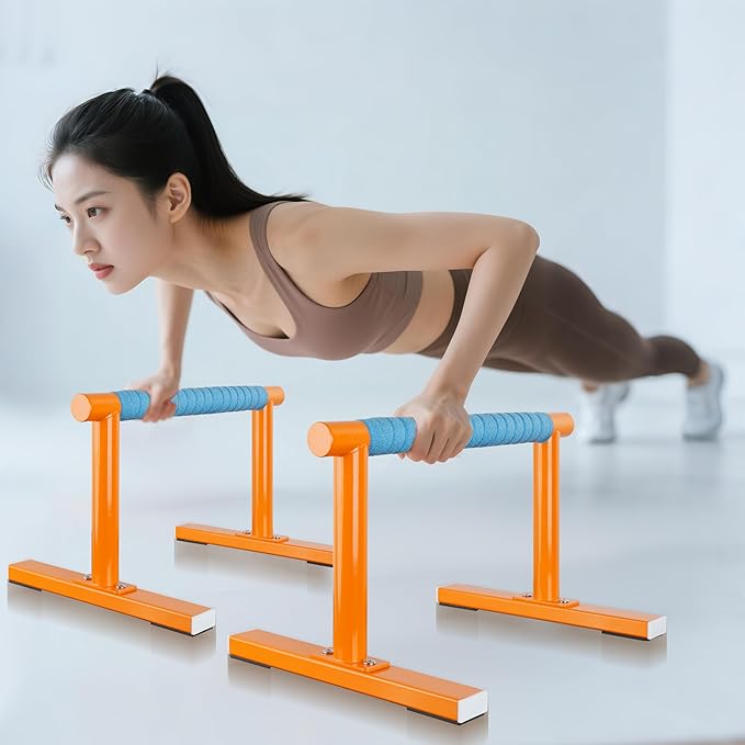 Strength Training Parallettes I-Sit Push Up Bars, Pushup Handles Calisthenics Equipment for Home Workout, Anti-slip Gymnastics Bars, Handstand & Dip Bar for Outdoor Exercise
