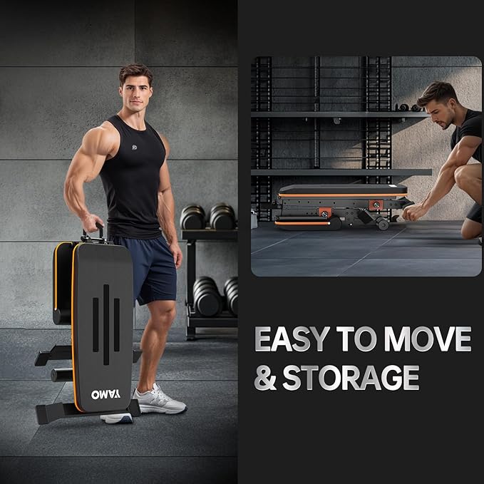 YAMO Adjustable Foldable Weight Bench for Home Gym, Full Body Workout Bench with Fast Folding, 660lbs Weight Capacity, Incline Decline Flat Exercise Bench