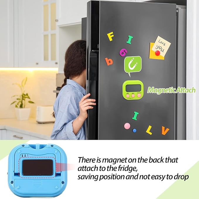 Weewooday 24 Pcs Digital Kitchen Timer Magnetic Timer Bulk On/Off Switch Minute Second Count up Countdown Loud Alarm for Exercise Cook Baking(Blue, Green)