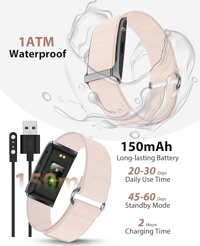 Smart Bracelet, Wearable Activity & Fitness Tracker Band, 24H Sleep Tracker, All-Day Continuous Heart Rate Blood Pressure Stress HRV Monitor, 170+ Sport Modes Smart Wristband with 2 Bands, Free APP