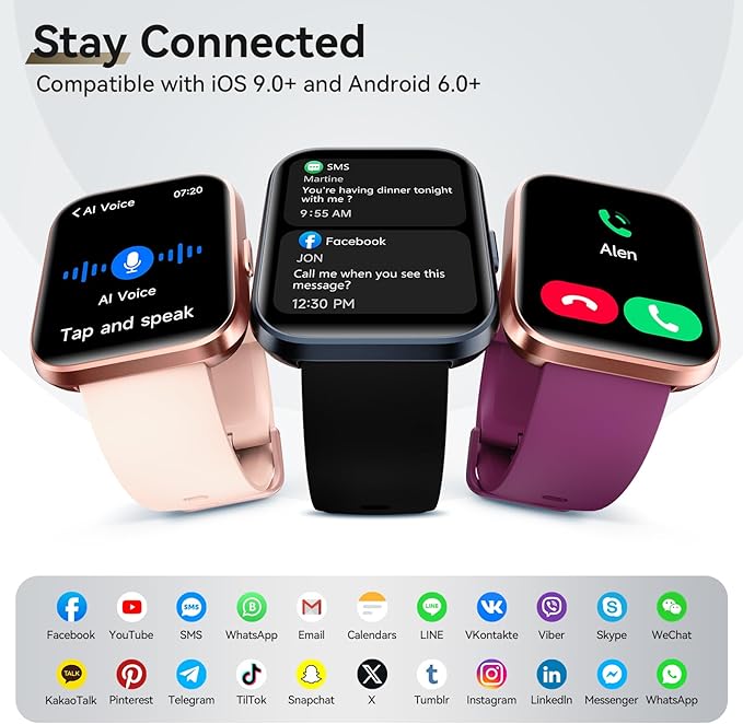 Smart Watches for Women Men Android & iPhone, Alexa Built-in, 1.8" Smart Watch(Answer/Make Calls ,2 Bands Included) 24/7 SpO2 Sleep Heart Rate Monitor,3ATM Waterproof,Fitness Tracker with 120+ Sport