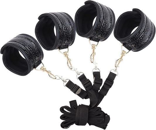 6pcs Black PU Adjustable Straps Sports Training Fitness Gear Home Yoga Set