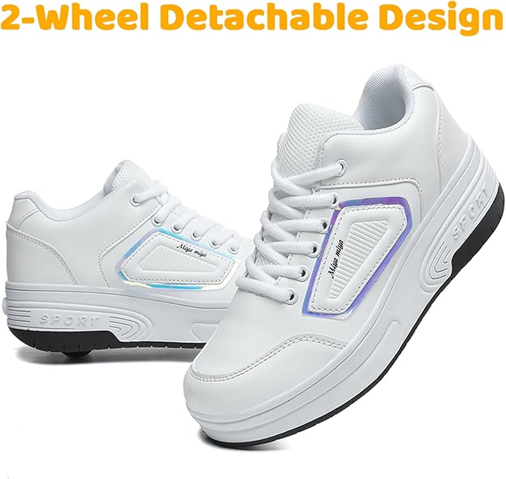 Wooowyet Roller Skate Shoes for Kids Boys Girls Rechargealbe Wheels Sneakers Fashion Roller Wheeled