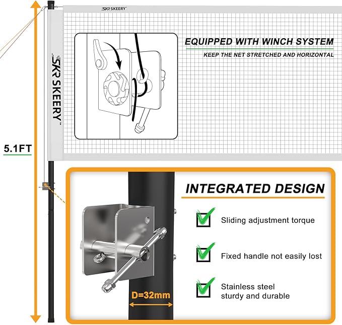Professional Badminton Set with Winch System,Portable Badminton Net includes Carbon Aluminum Badminton Rackets Set of 4,3 Shuttlecocks and Carrying Bag,Badminton Sets for Backyards,Beach