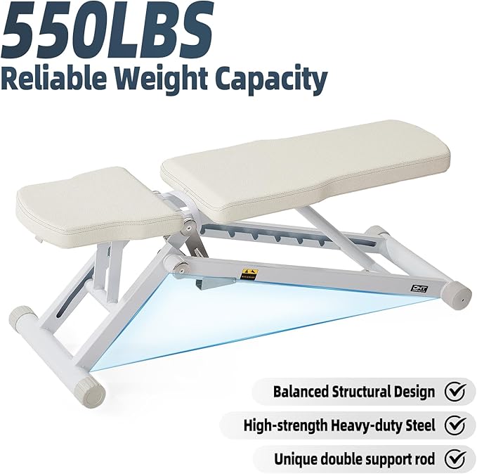 DHT Adjustable Weight Bench for Full Body Workout, Heavy Duty Foldable Bench Press for Home Gym Strength Training, Incline Decline Flat Utility Workout Bench with Fast Adjustment