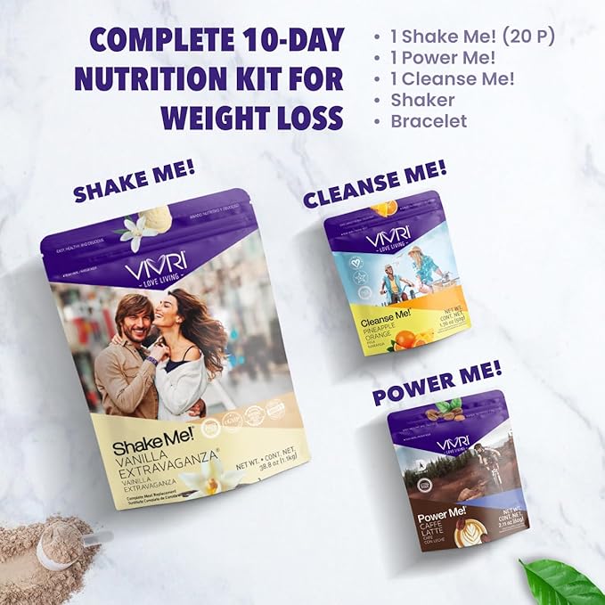 VIVRI 10-Day Challenge | Vanilla | Complete Nutrition System for Weight Loss, Full-Body Health & Energy | 20 Meals with Premium Triple Protein, Coffee Alternative & Gut Cleanse | With Shaker